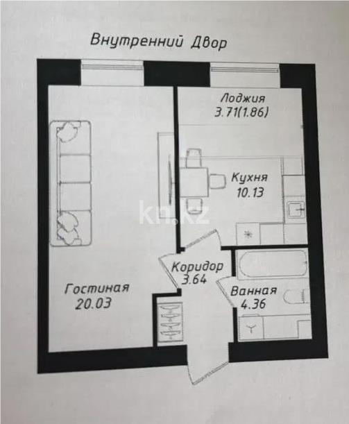 Продажа 1-комнатной квартиры, 40.2 м² - Продажа однокомнатных квартир в кирпичном доме в Астане фото 1 из 1