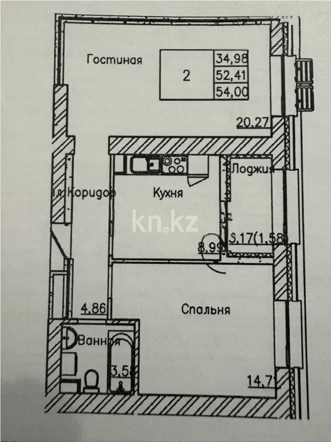 Продажа 2-комнатной квартиры, 54 м² - Продажа квартир в новостройках Астаны фото 1 из 1