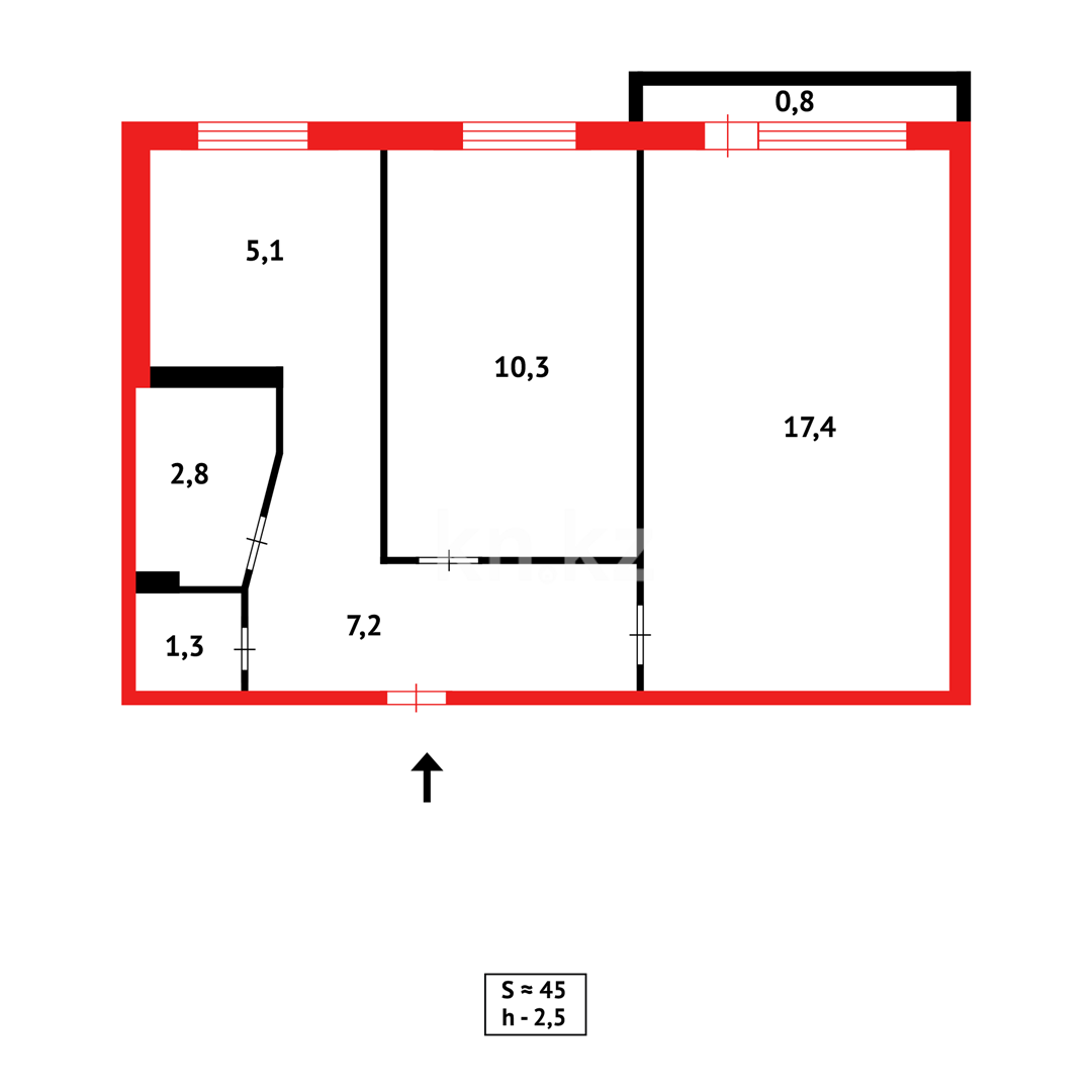 Продажа 2-комнатной квартиры, 45 м² в Темиртау - фото 2