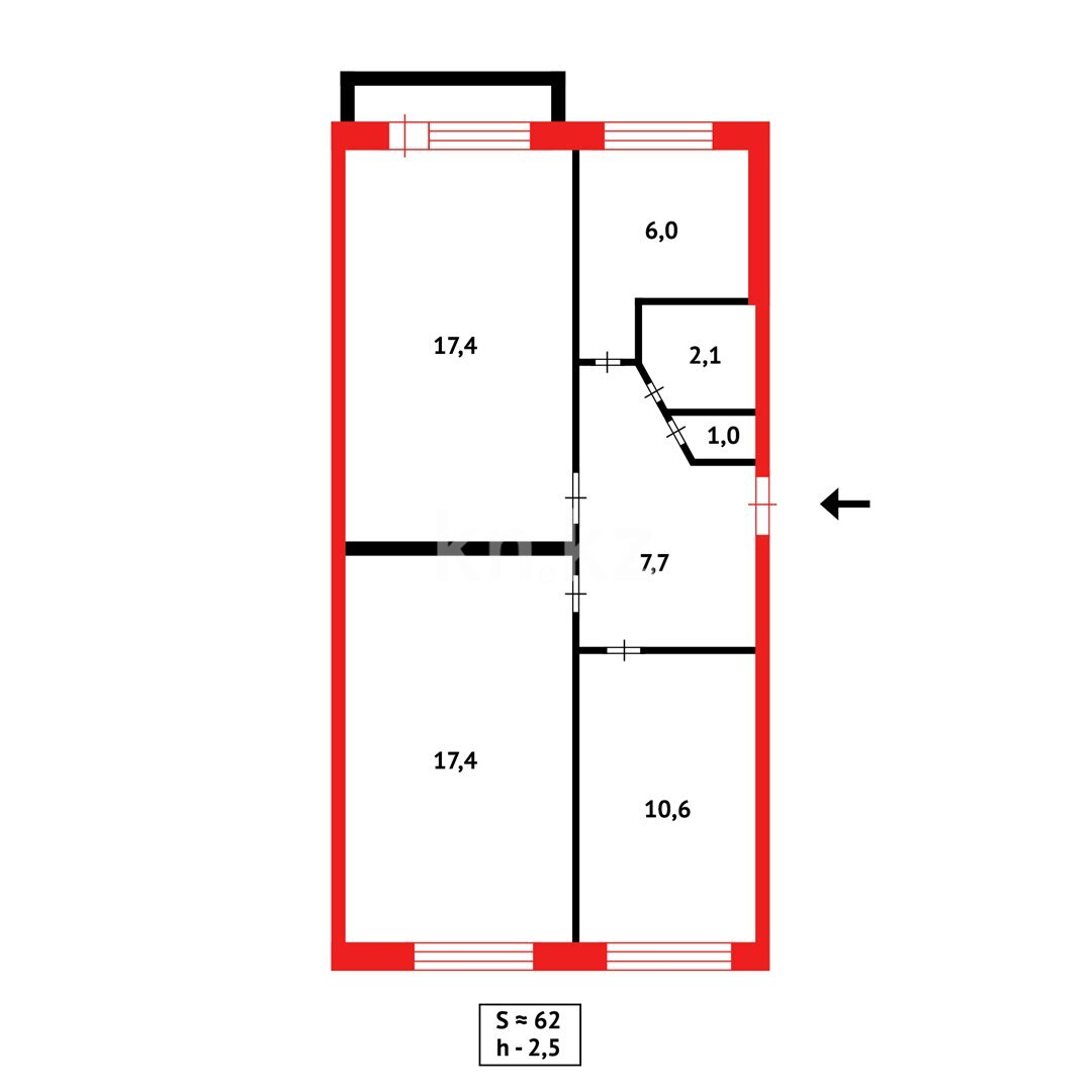 Продажа 3-комнатной квартиры, 62 м² в Караганде - фото 7