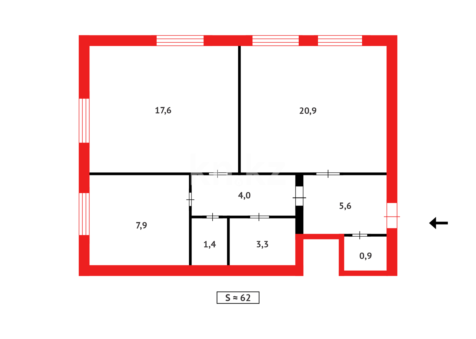 Продажа 2-комнатной квартиры, 61 м² - Продажа квартир в Семее фото 7 из 7