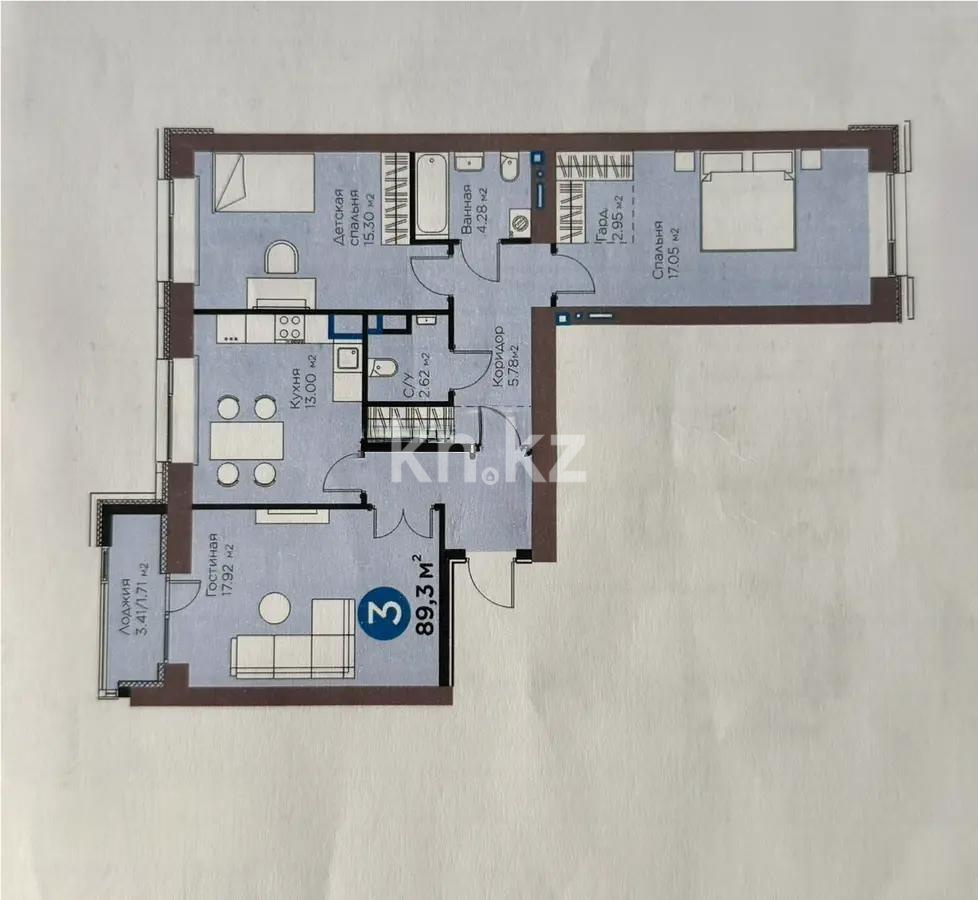 Продажа 3-комнатной квартиры, 89.3 м² в Астане