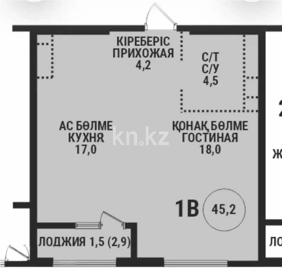 Продажа 1-комнатной квартиры, 45.2 м² - Продажа квартир в Бостандыкском р-не Алматы - страница 6 фото 1 из 1