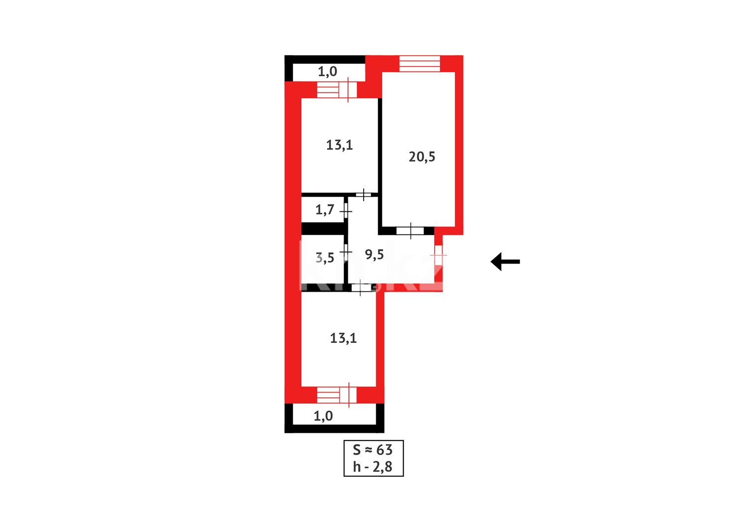 Продажа 2-комнатной квартиры, 63.4 м² - Продажа  двухкомнатных квартир в новостройках Астаны фото 14 из 14