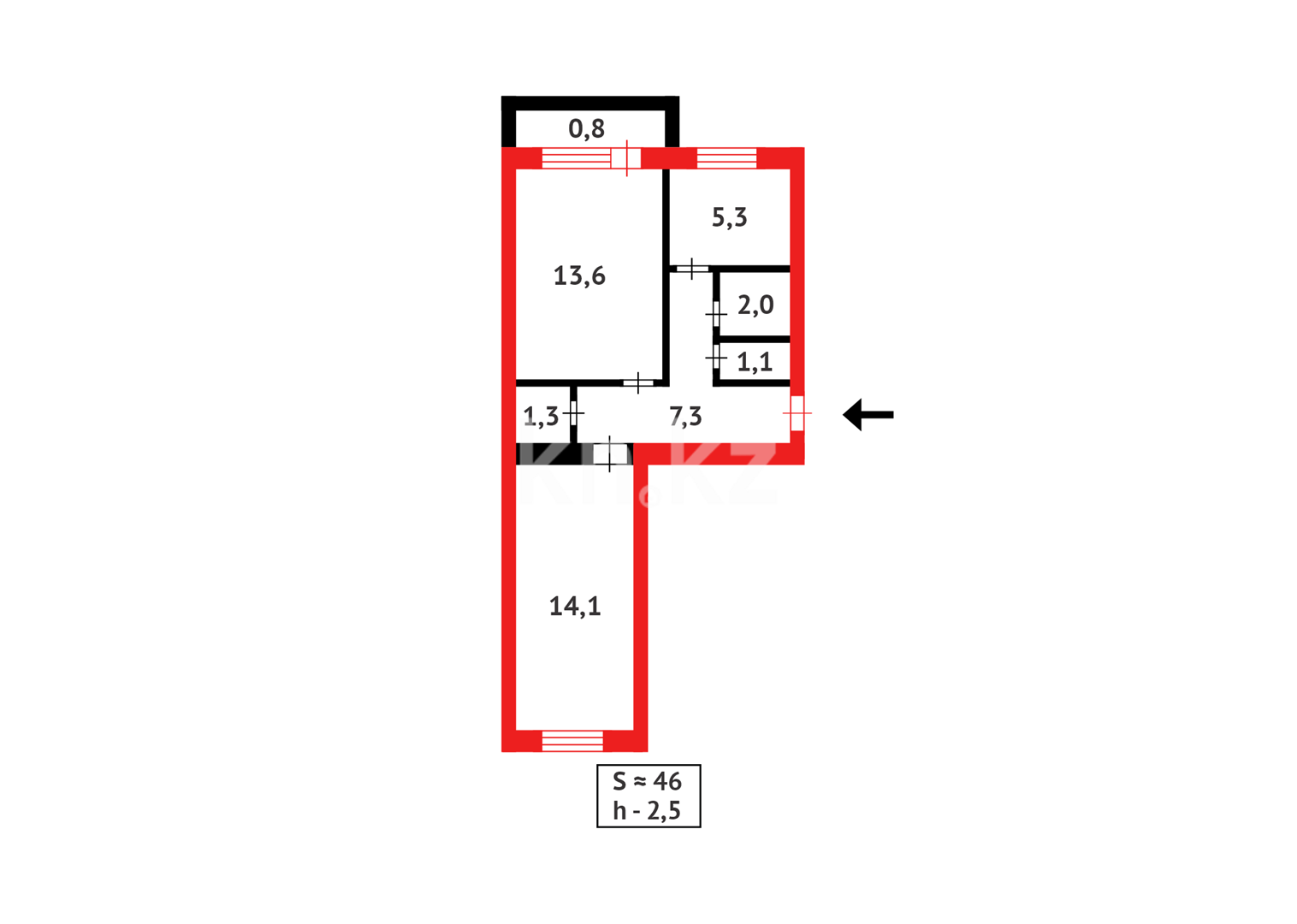 Продажа 2-комнатной квартиры, 48 м², 6А квартал в Темиртау - фото 13
