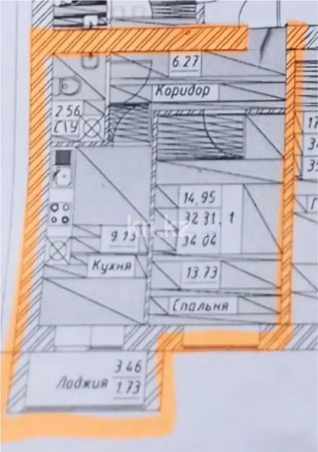 Продажа 1-комнатной квартиры, 34.4 м², ул. Тынышбайулы, дом  6 стр в Астане