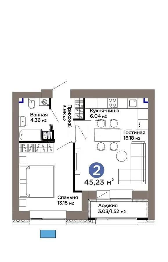 Продажа 2-комнатной квартиры, 46 м² - Продажа двухкомнатных квартир от собственников в Астане - страница 185 фото 4 из 4
