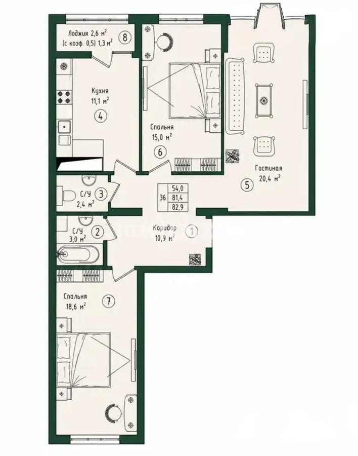 Продажа 3-комнатной квартиры, 83 м² - Продажа трехкомнатных квартир в монолитно-каркасном доме в Астане - страница 4 фото 1 из 1