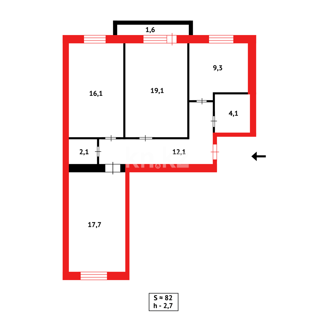 Продажа 3-комнатной квартиры, 81 м², 137 учетный квартал - Продажа и аренда недвижимости в Караганде фото 14 из 14