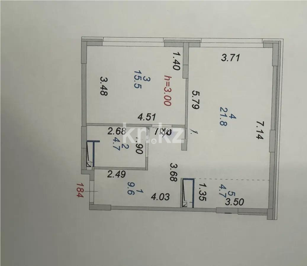 Продажа 2-комнатной квартиры, 56.3 м² в Астане