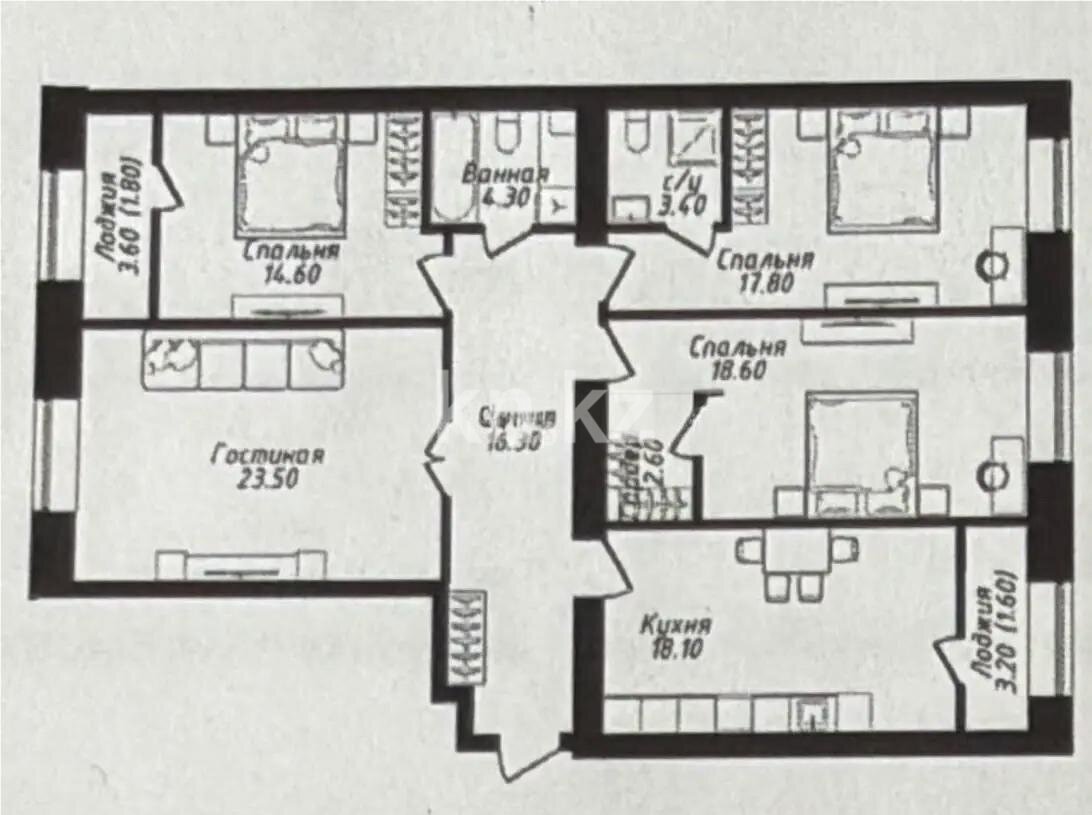 Продажа 4-комнатной квартиры, 123 м² в Астане