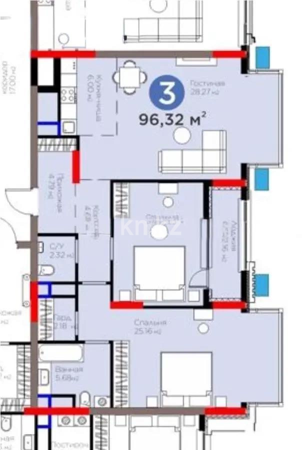 Продажа 3-комнатной квартиры, 96.32 м² - Продажа квартир в Астане - страница 41 фото 4 из 4