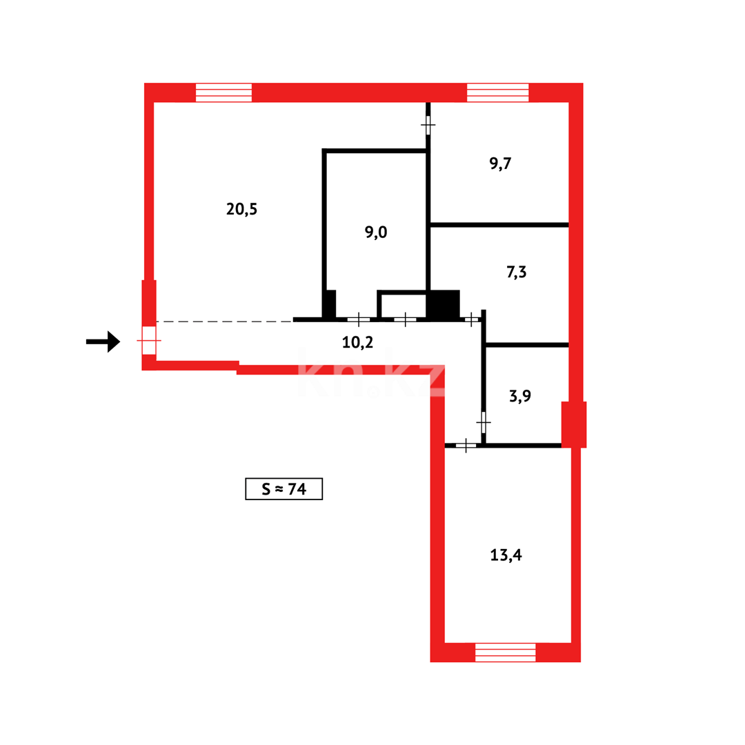 Продажа 3-комнатной квартиры, 74 м² - Продажа квартир в Темиртау - страница 2 фото 14 из 14