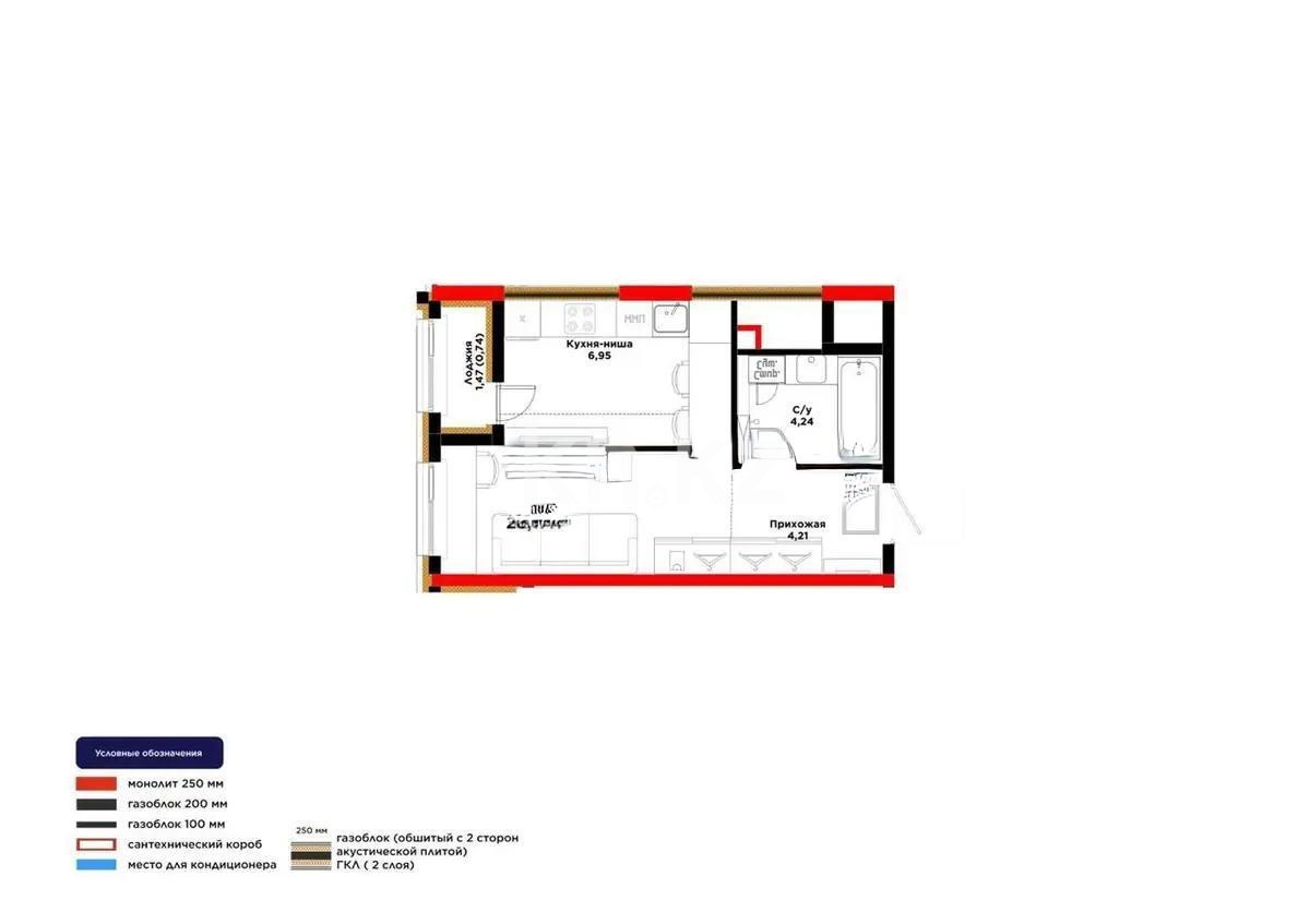 Продажа 1-комнатной квартиры, 28.9 м², ул. Е-908, дом  23 стр в Астане