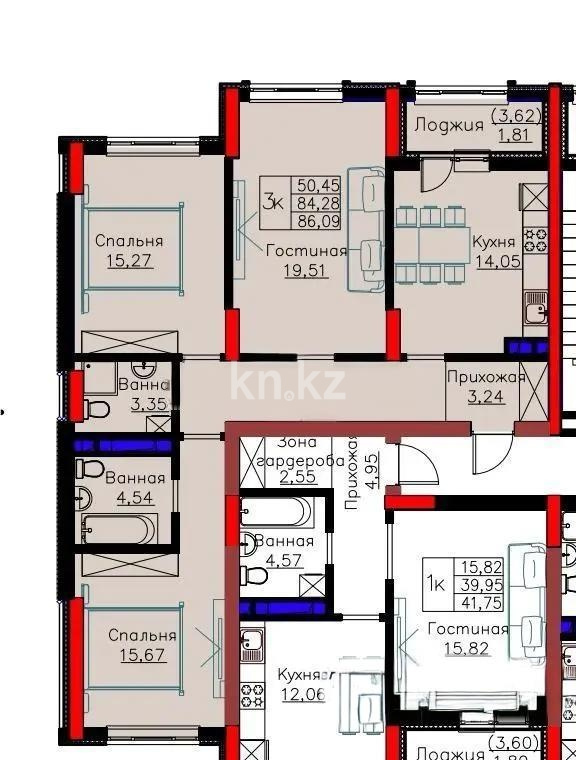 Продажа 3-комнатной квартиры, 86.1 м² - Продажа трехкомнатных квартир от собственников в Астане фото 1 из 1