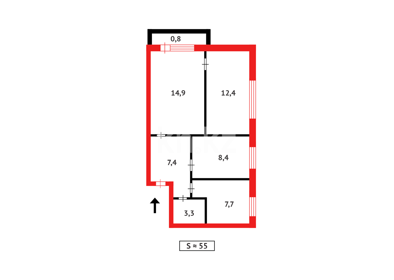 Продажа 3-комнатной квартиры, 54 м², ул. Тищенко в Темиртау - фото 12