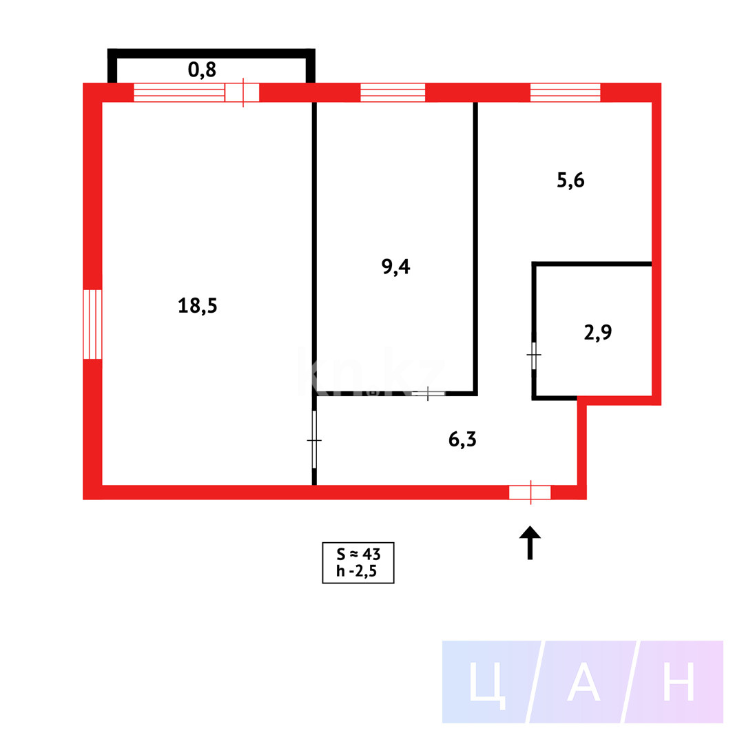 Продажа 2-комнатной квартиры, 42 м², бул. Независимости - Продажа квартир в Темиртау фото 10 из 10