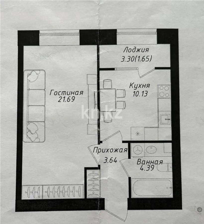Продажа 1-комнатной квартиры, 42 м² - Продажа квартир в кирпичном доме в Казахстане фото 1 из 1