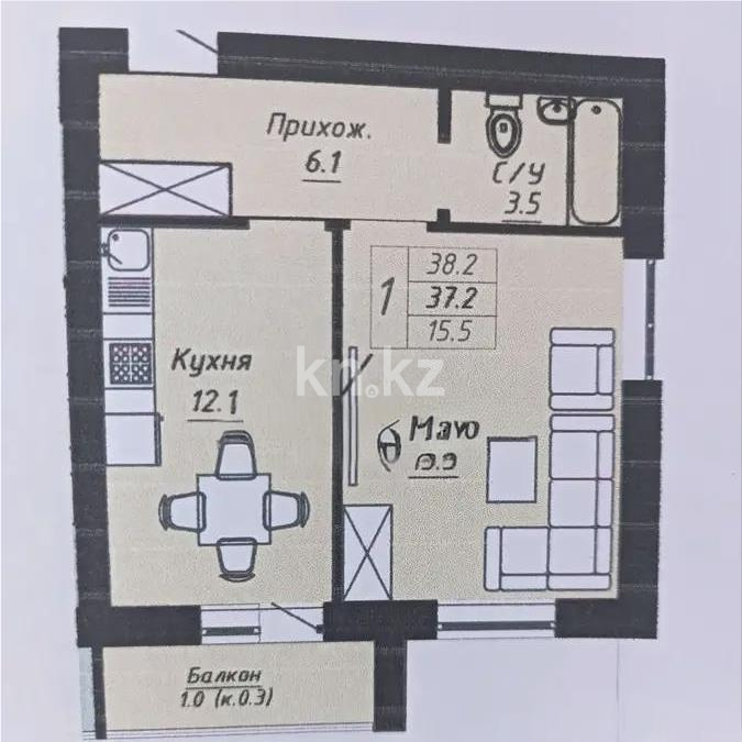 Продажа 1-комнатной квартиры, 39 м² - Продажа однокомнатных квартир от собственников в Астане - страница 6 фото 1 из 1
