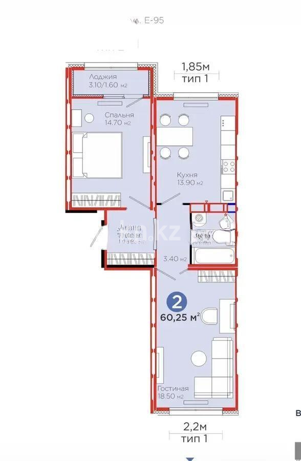 Продажа 2-комнатной квартиры, 61 м² - Продажа  двухкомнатных квартир в новостройках Астаны с фото - страница 72 фото 4 из 4