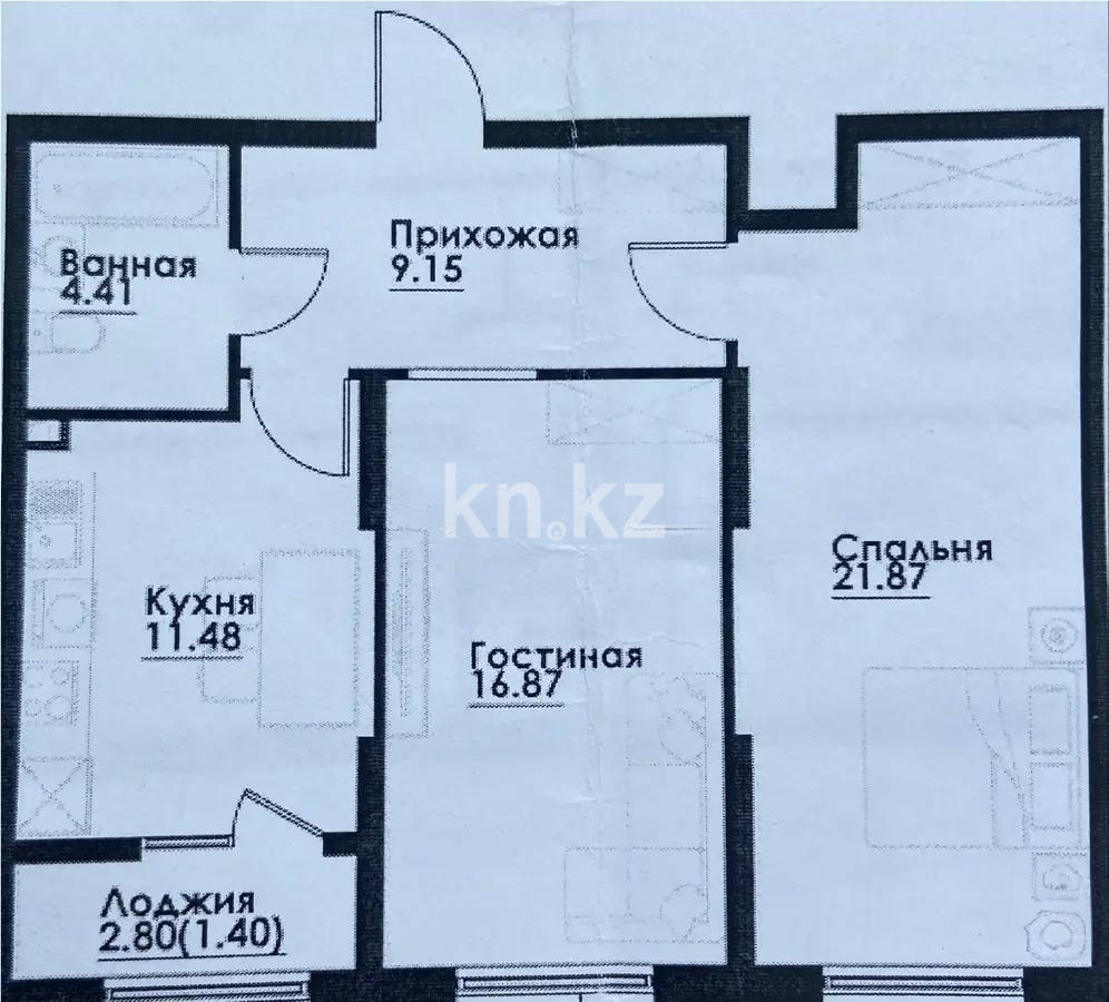 Продажа 2-комнатной квартиры, 65.18 м² в Алматы