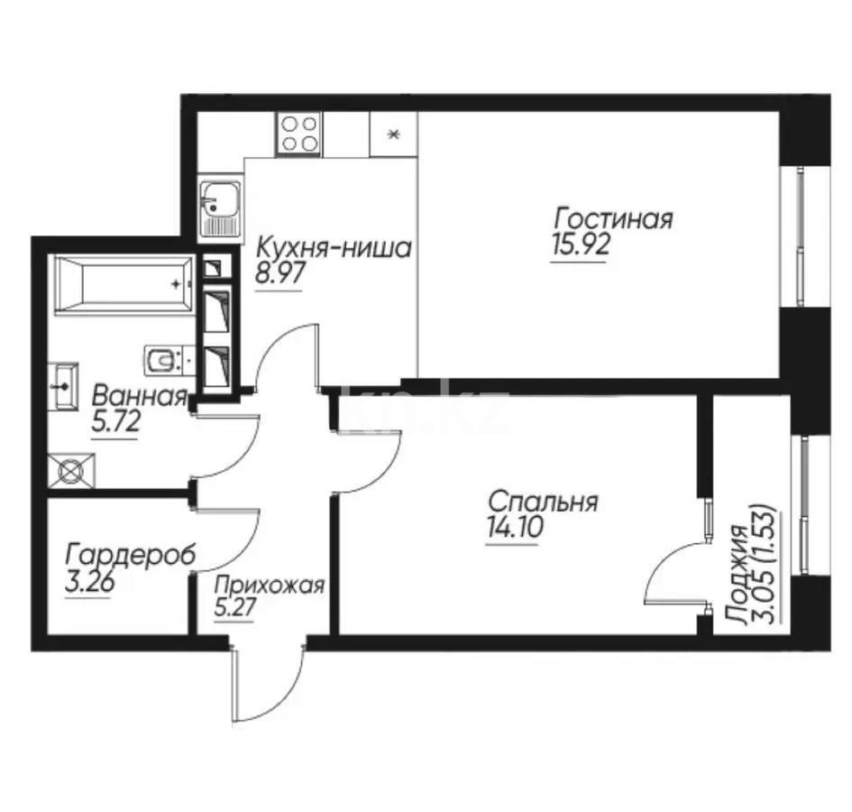 Продажа 2-комнатной квартиры, 55 м², ул. Навои, дом  30а/1 - Продажа  двухкомнатных квартир в новостройках Алматы с фото фото 1 из 1