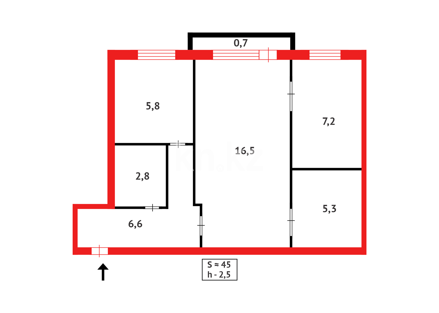 Продажа 2-комнатной квартиры, 43 м², 16 мкр. - Продажа квартир в Караганде с фото фото 11 из 11