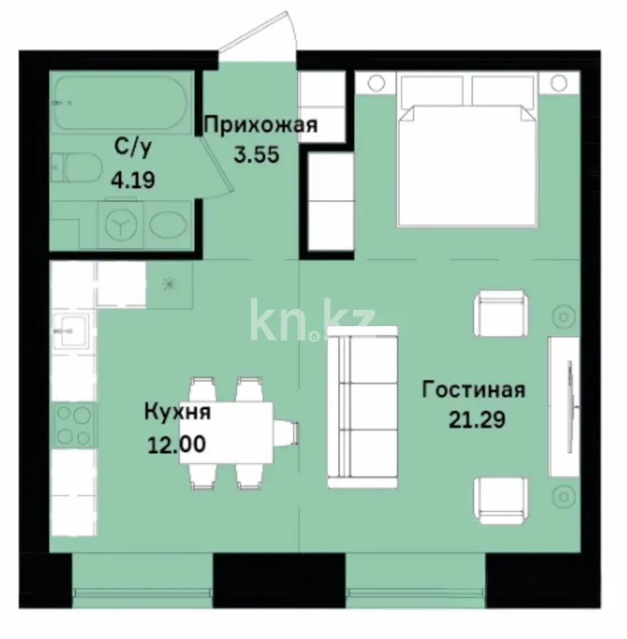 Продажа 1-комнатной квартиры, 40 м², ул. Бухар жырау, дом  27 - Продажа квартир в новостройках Астаны с фото фото 1 из 1