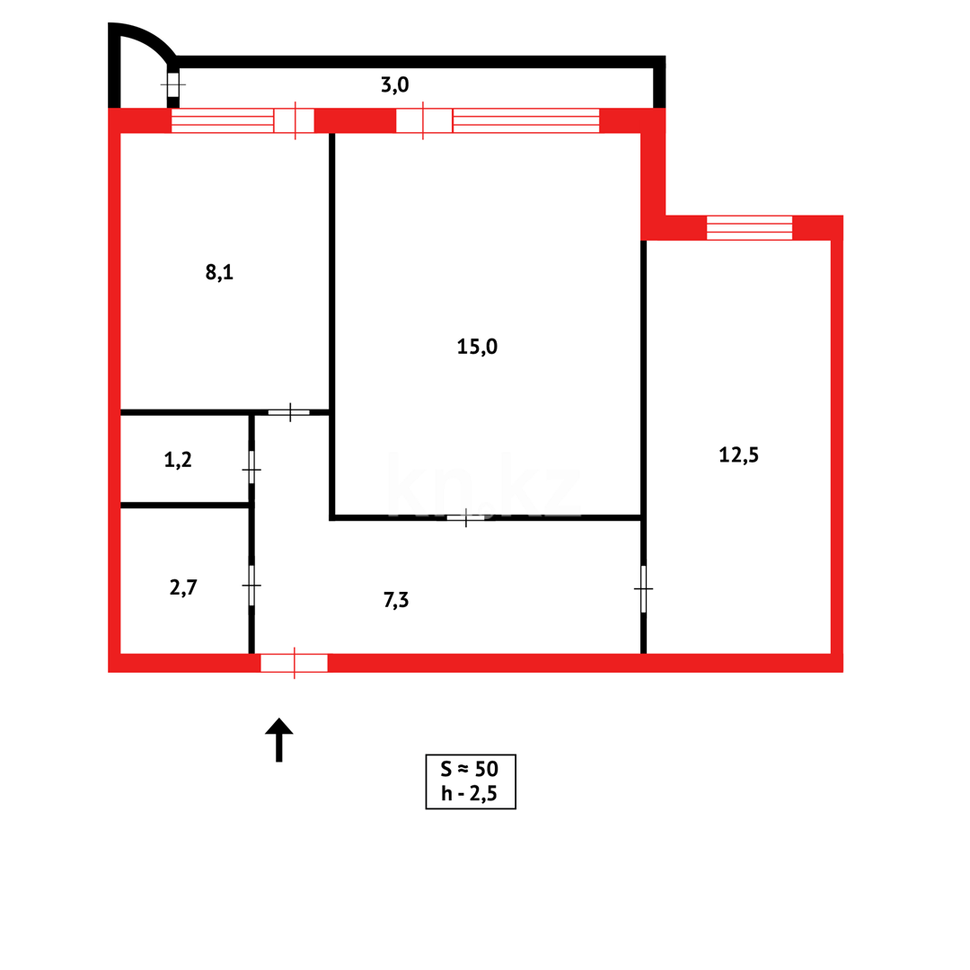 Продажа 2-комнатной квартиры, 48 м², пр. Республики - Продажа земельных участков в Уральске фото 5 из 5