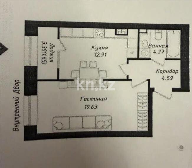 Продажа 1-комнатной квартиры, 43 м² в Астане