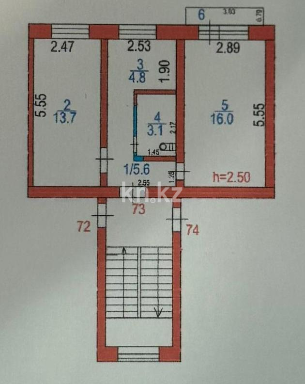 Продажа 2-комнатной квартиры, 43 м² в Абае