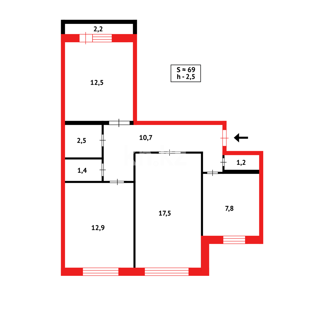 Продажа 3-комнатной квартиры, 70 м², мкр-н 8 - Продажа квартир в Темиртау фото 12 из 12