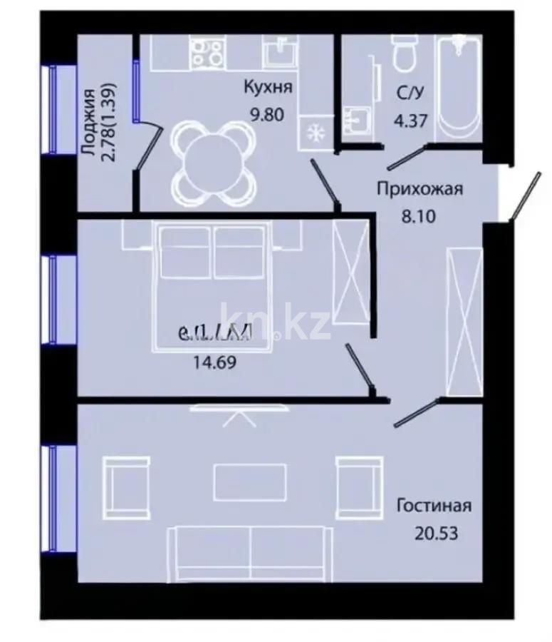 Продажа 2-комнатной квартиры, 58.8 м², ул. Е-34, дом  4 - Продажа квартир в новостройках Астаны без посредников фото 1 из 1