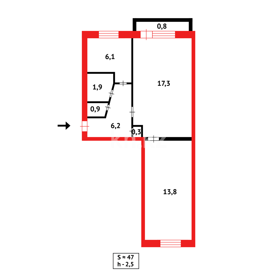 Продажа 2-комнатной квартиры, 48 м², пр. Мира в Темиртау - фото 7