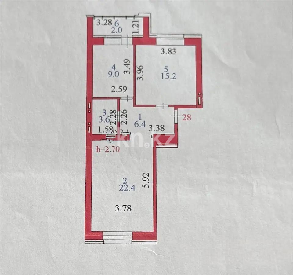 Продажа 2-комнатной квартиры, 60 м², ул. Бухар жырау, дом  23 в Астане - фото 6