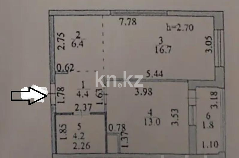 Продажа 1-комнатной квартиры, 46.5 м² в Астане - фото 3