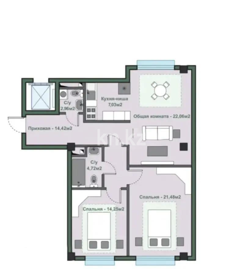 Продажа 3-комнатной квартиры, 86.92 м² - Продажа трехкомнатных квартир в Турксибском р-не Алматы фото 1 из 1
