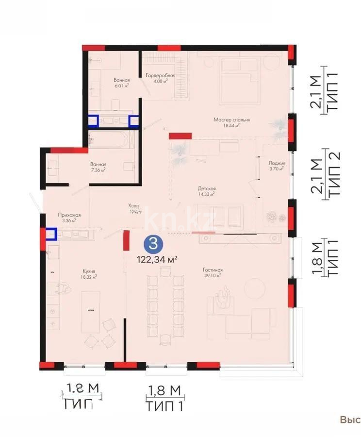 Продажа 3-комнатной квартиры, 124 м² - Продажа трехкомнатных квартир от собственников в Астане - страница 57 фото 1 из 1
