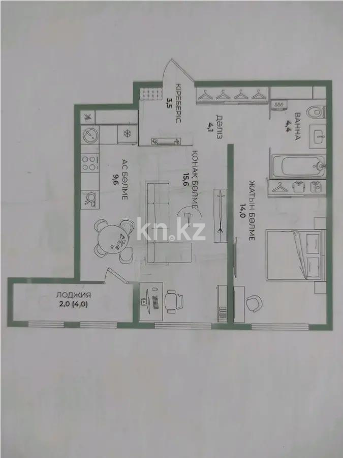 Продажа 2-комнатной квартиры, 53 м² - Продажа двухкомнатных квартир в Алматы - страница 2 фото 1 из 1