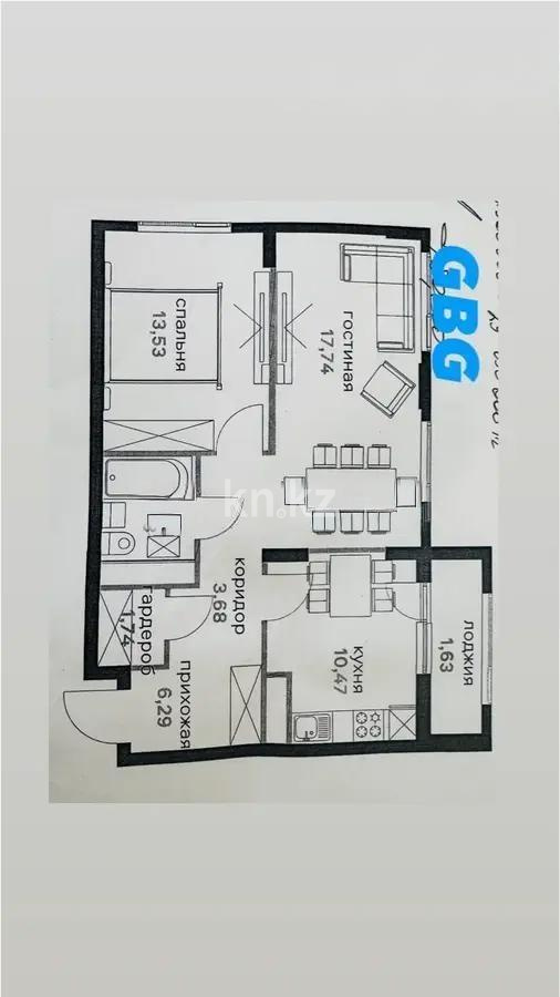 Продажа 2-комнатной квартиры, 58.1 м², ул. Байтурсынова, дом  47 стр - Продажа  двухкомнатных квартир в Астане фото 1 из 1