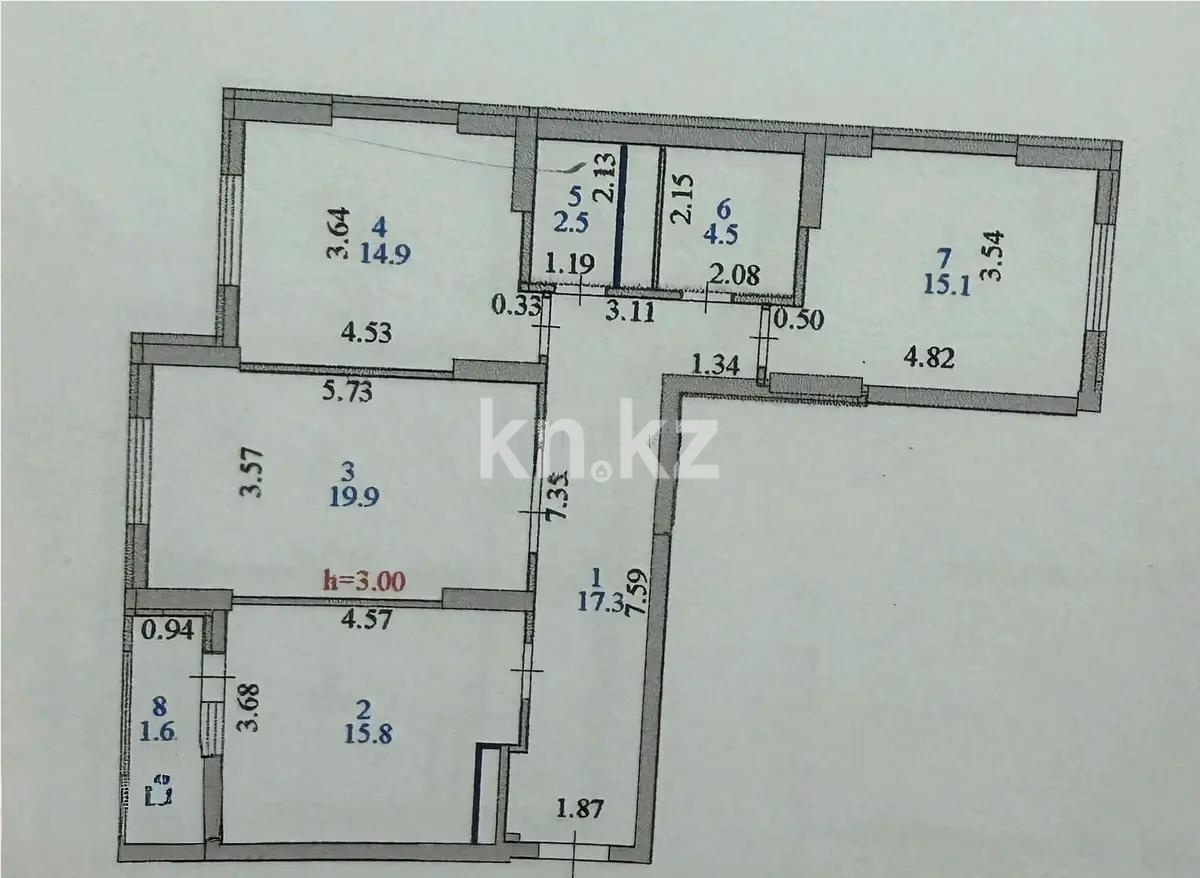 Продажа 3-комнатной квартиры, 91.6 м² - Продажа квартир в кирпичном доме в Астане - страница 3 фото 7 из 7