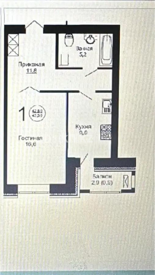 Продажа 1-комнатной квартиры, 43.5 м², ул. Жангельдина, дом  14 стр в Астане