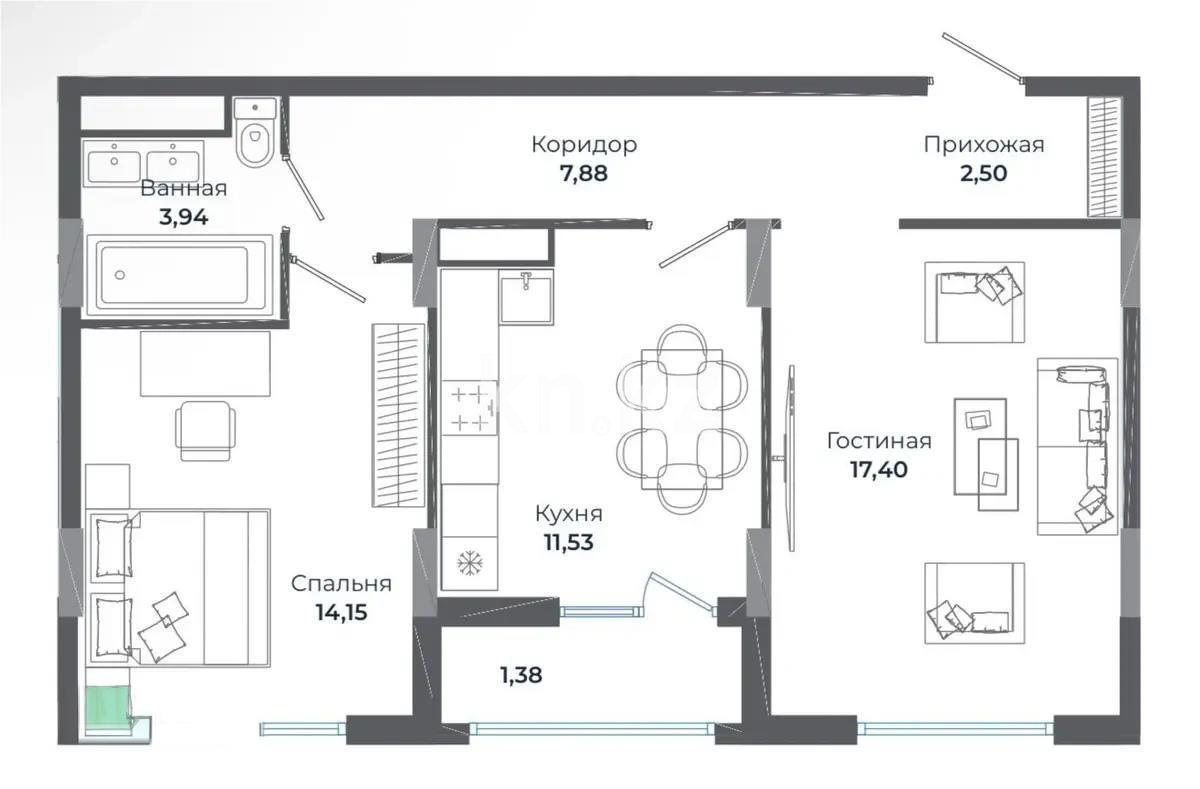 Продажа 2-комнатной квартиры, 61 м² в Астане - фото 5