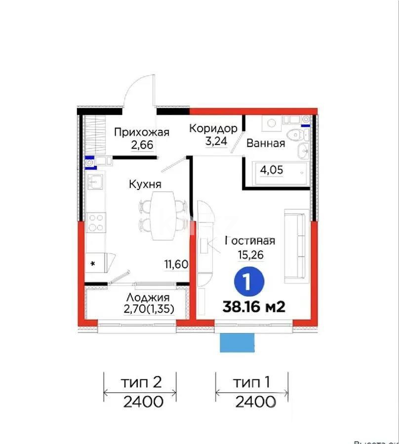 Продажа 1-комнатной квартиры, 38.16 м², ул. Тараз, дом  8/5 стр - Продажа  однокомнатных квартир в новостройках Алматы без посредников с фото фото 1 из 1