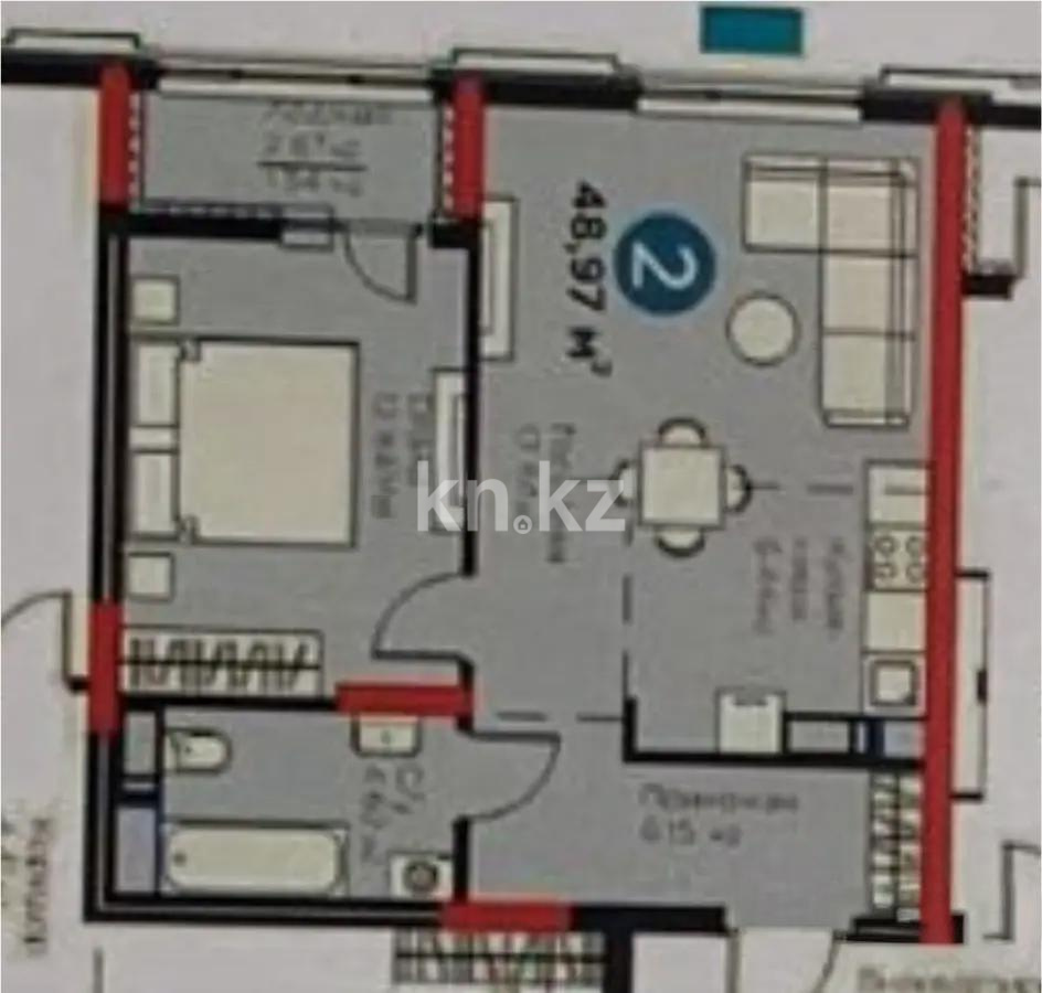 Продажа 2-комнатной квартиры, 48.9 м², ул. Рыскулова, дом  9 стр - Продажа квартир в Астане фото 1 из 1
