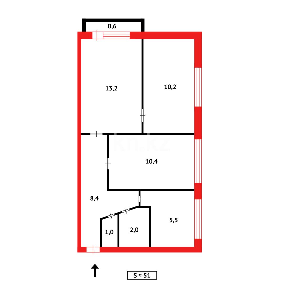 Продажа 3-комнатной квартиры, 51 м², мкр-н 19 - Продажа квартир в Караганде фото 15 из 15