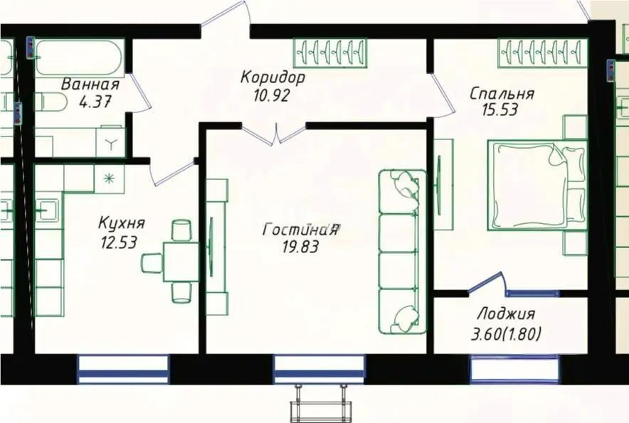 Продажа 2-комнатной квартиры, 64 м² в Астане