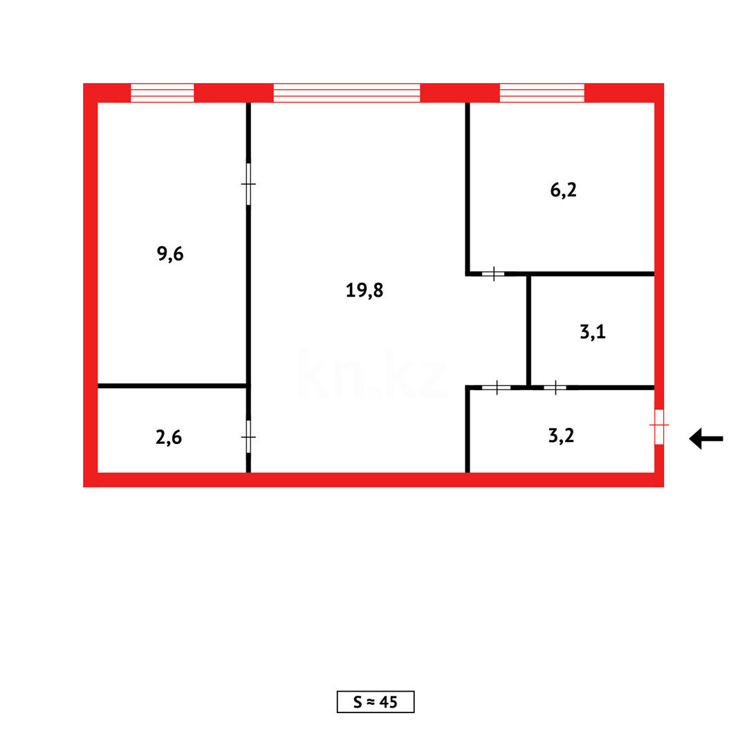 Продажа 2-комнатной квартиры, 45 м², ул. Пичугина - Продажа квартир в Караганде фото 11 из 11