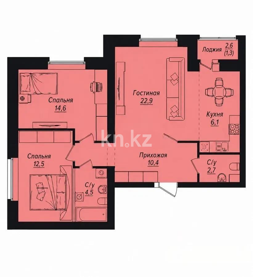 Продажа 3-комнатной квартиры, 75 м² в Астане