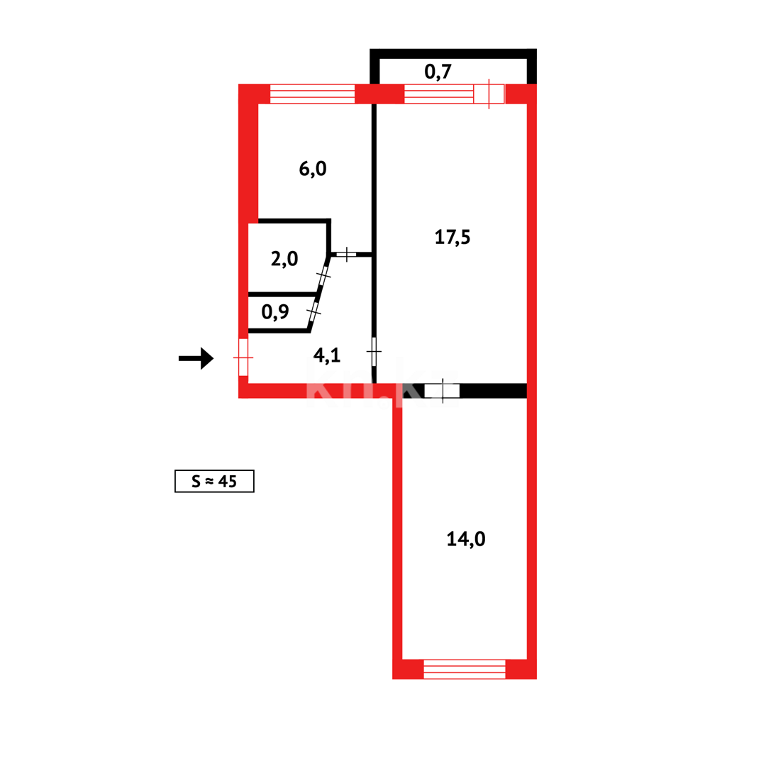 Продажа 2-комнатной квартиры, 44 м² в Караганде - фото 13